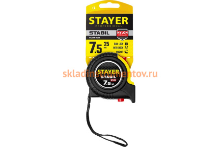 Профессиональная рулетка с двухсторонней шкалой STAYER Stabil 7.5мх25мм 34131-075_z02