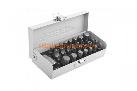 Набор бит "Эксперт" (32 шт; PH/SL/HEX/TORX/SPLINE) в металлическом боксе Зубр 2655-H32