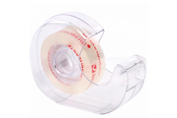 Клейкая канцелярская лента BRAUBERG 19 мм х 33 м, кристальная, в диспенсере 228760