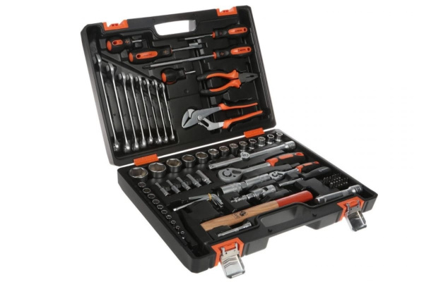 Набор инструментов 1/2, 1/4 дюйма CrV, пластиковый кейс 76 предметов Вихрь 73/6/7/4