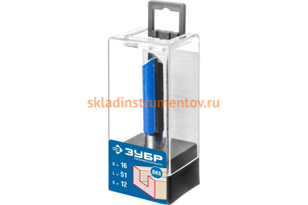 Фреза пазовая прямая удлиненная ПРОФЕССИОНАЛ (16х51х86 мм; хвостовик 12 мм) Зубр 28754-16-51
