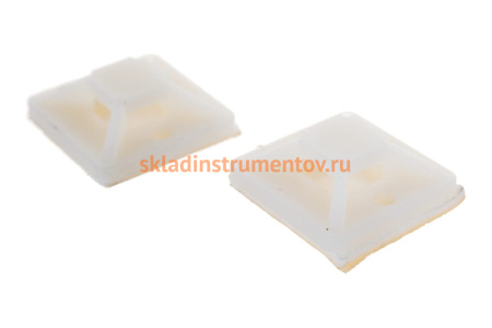 Самоклеющаяся площадка под хомут-стяжку Зубр ПХС  белая, 20 x 20 мм, 100 шт, нейлоновая, 30915-20