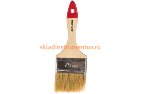 Плоская кисть Зубр Универсал Стандарт натуральная щетина деревянная ручка 75 мм 4-01001-075