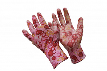 Садовые перчатки СПЕЦ Garden Flowers с прозрачным нитриловым покрытием 8 р-р. GF-PN178