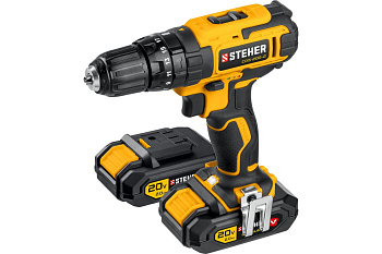 Ударная дрель-шуруповерт STEHER 20В, 2 АКБ 2Ач CDS-200-2