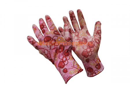 Садовые перчатки СПЕЦ Garden Flowers с прозрачным нитриловым покрытием 8 р-р. GF-PN178