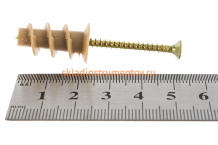 Дюбель для гипсокартона Зубр нейлоновый, с оцинкованным саморезом и установочн. инструментом, ТФ 6, 23мм, 8шт 4-301256