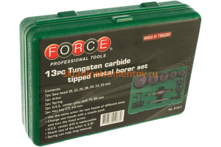 Набор коронок (19-35 мм) 13 предметов FORCE 913U1