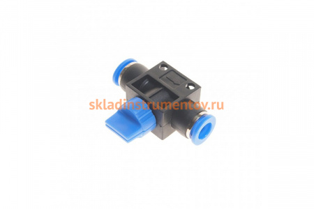 Фитинг с краном 8x8 мм для пластиковых трубок ROCKFORCE RF-SHVFF08-08