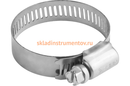 Хомуты Зубр "ЭКСПЕРТ" нержавеющая сталь, просечная лента 12 мм, 32-51 мм, 4 шт 37815-032-51-4