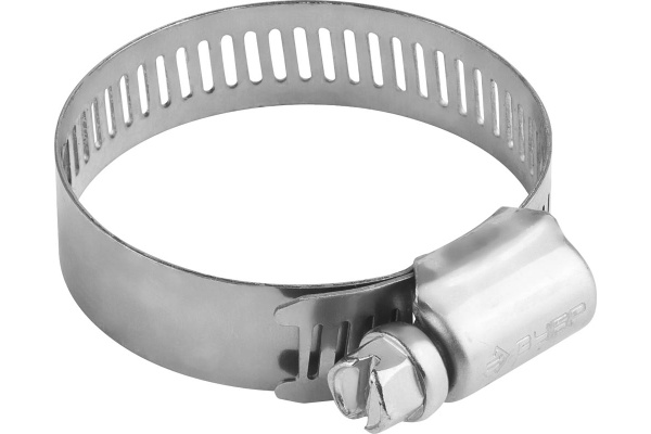 Хомуты Зубр "ЭКСПЕРТ" нержавеющая сталь, просечная лента 12 мм, 32-51 мм, 4 шт 37815-032-51-4