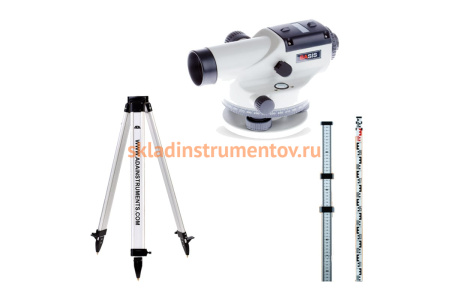 Оптический нивелир ADA Basis с поверкой + рейка STAFF 3 + штатив Light S А00197_К