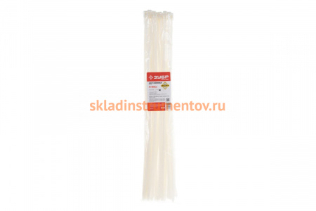 Нейлоновые хомуты Зубр белые, 9x650 мм, 50 шт. 309010-90-650