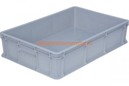 Ящик Тара.ру п/э 600х400х140 мм сплошной, без ручек, серый 16684