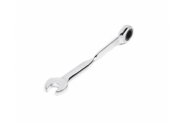 Комбинированный трещоточный удлиненный ключ 15х15 с изогнутой рукояткой хром HORTZ HOR 121241