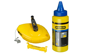Набор из 3 предметов: шнуровка 30м, краситель, уровень Stanley 0-47-443