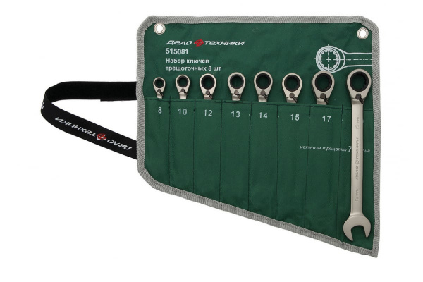 Набор ключей с трещоткой и переключателем 8 шт в тетроновой сумке ДТ/20 Дело Техники 515281