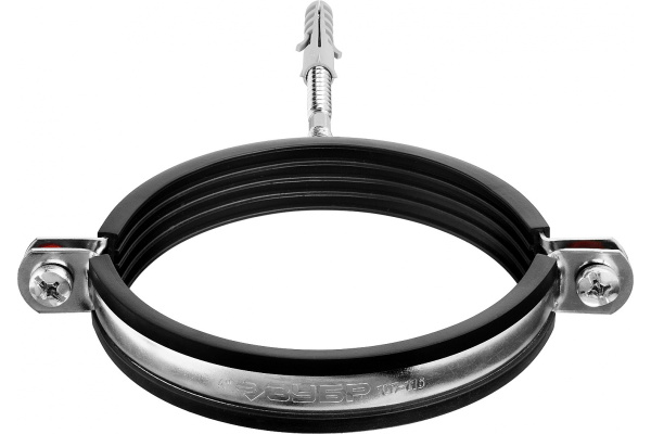 Трубный хомут "МАСТЕР" Зубр оцинкованный в комплекте с сантехнической шпилькой и дюбелем, 1 1/2", 1 шт 37866-47-51