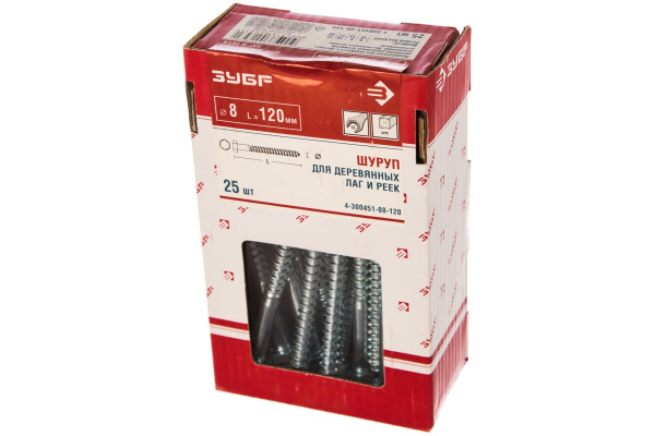 Шурупы для крепления лаг и реек 25 шт. (8х120 мм; ТФ1) ЗУБР 4-300451-08-120