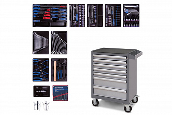 Набор инструментов в серой тележке, 204 предмета KING TONY 934-100AMG