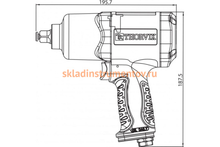 Пневматический ударный гайковерт THORVIK AIW1268 1/2"DR 52198
