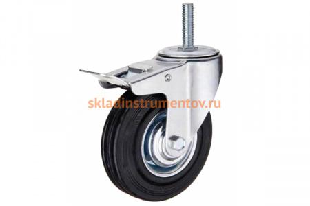 Колесо промышленное поворотное крепление болтом М14 с тормозом SCTB55 125 мм MFK-TORG 4009125 М14