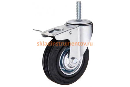 Колесо промышленное поворотное крепление болтом М10 с тормозом SCTB94 75 мм MFK-TORG 4009075 М10