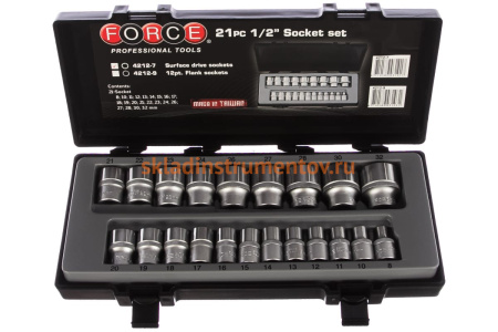 Набор головок с УПК 1/2" 21 шт. FORCE 4212-7