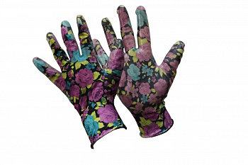 Садовые перчатки СПЕЦ Garden Flowers с прозрачным нитриловым покрытием 8 р-р. GF-PN208