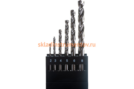 Набор сверл по металлу Проф 2-8 мм, класс А, сталь Р6М5, 6 шт. Зубр 29625-H6