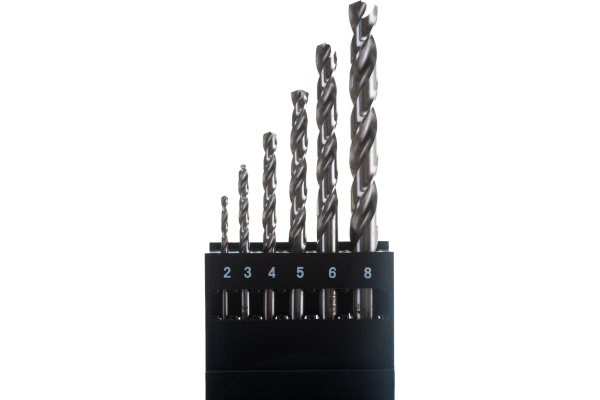 Набор сверл по металлу Проф 2-8 мм, класс А, сталь Р6М5, 6 шт. Зубр 29625-H6