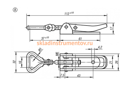 Накидная защелка со скобой KIPP K0050.1421122.9135212