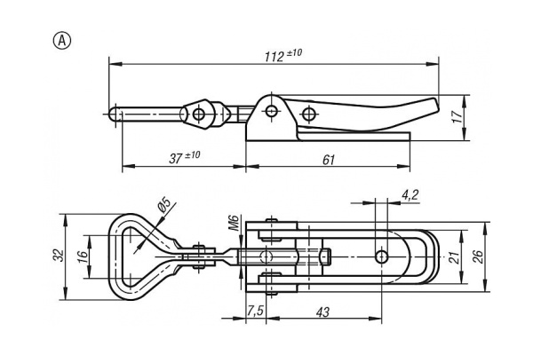 Накидная защелка со скобой KIPP K0050.1421121.9135211