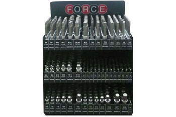 Трехэтажный торговый стенд с набором 1/4 и 1/2 головок-бит, 460пр FORCE 50121B-460