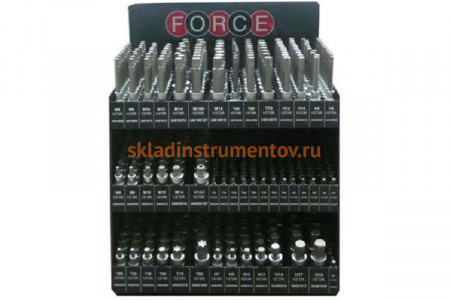 Трехэтажный торговый стенд с набором 1/4 и 1/2 головок-бит, 460пр FORCE 50121B-460