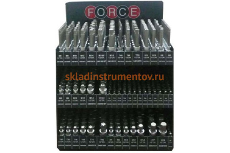 Трехэтажный торговый стенд с набором 1/4 и 1/2 головок-бит, 460пр FORCE 50121B-460