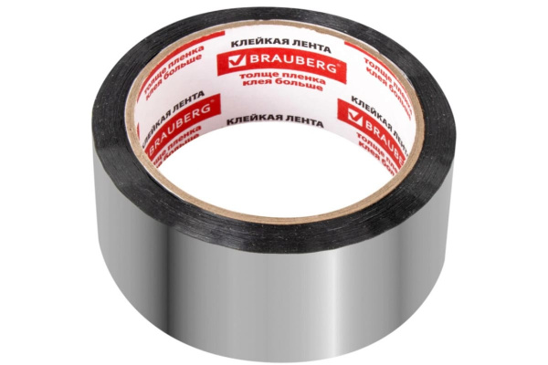 Клейкая металлизированная лента BRAUBERG 48 мм х 50 м, полипропиленовая основа, подвес 606768