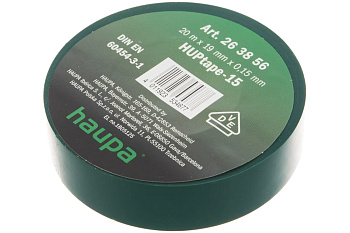 Изолента ПВХ HAUPA цвет зеленый, шир.19 мм, длина 20 м, d 74 мм 263856