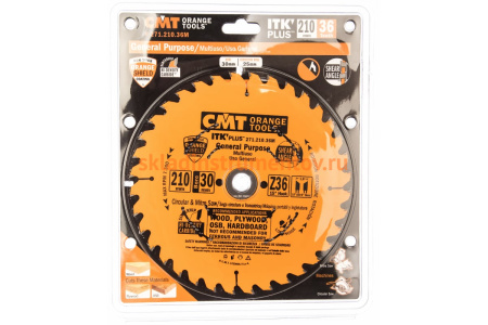Диск пильный по дереву (210х30/25х1,8/1,2 мм; Z36) CMT 271.210.36M Диск пильный по дереву (210х30/25х1,8/1,2 мм; Z36) CMT 271.210.36M