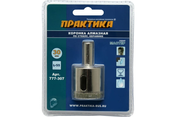 Коронка алмазная по стеклу и керамике (30 мм) ПРАКТИКА 777-307