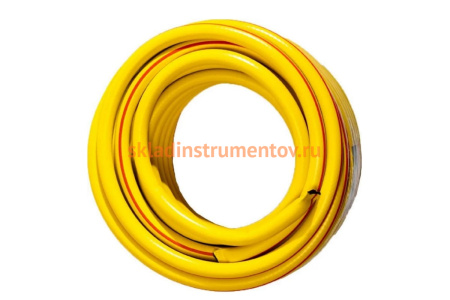 Армированный усиленный поливочный шланг Вихрь ПВХ, пищевой, трехслойный, 3/4", 25 м, жёлтый 73/7/2/4