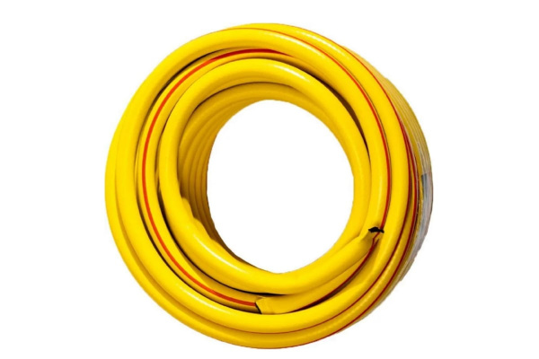 Армированный усиленный поливочный шланг Вихрь ПВХ, пищевой, трехслойный, 3/4", 25 м, жёлтый 73/7/2/4