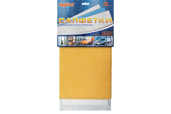 Набор салфеток для очистки стёкол (3 шт.) OMBRA ПР-8