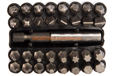 Биты Cr-V, с магнитным адаптером, в ударопрочном держателе, 33 предмета STAYER 26085-H33