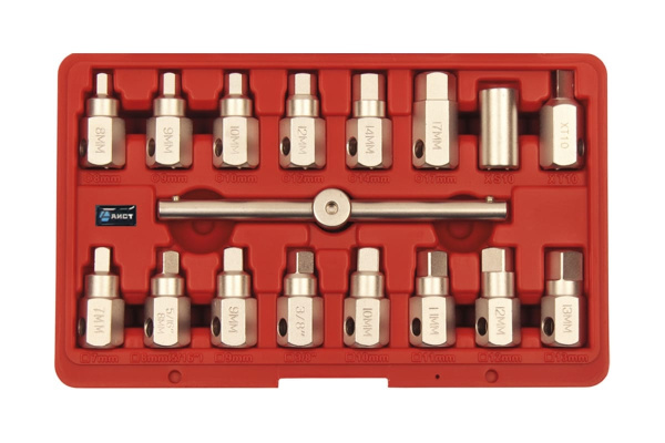 Набор насадок для сливных пробок 17шт в кейсе AIST 00-00009615