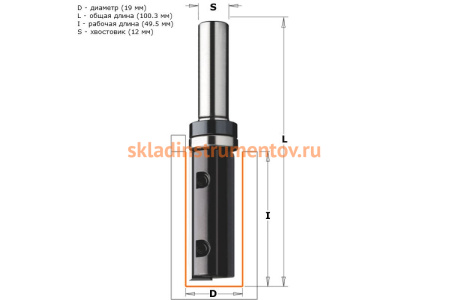 Фреза обгонная со сменным ножом (19x49.5 мм; хвостовик 12 мм; RH) CMT 652.690.11B