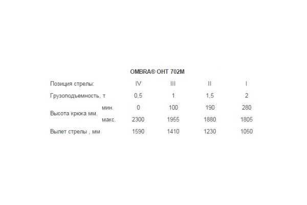 Гидравлический складной кран Ombra OHT702M 55526 Гидравлический складной кран Ombra OHT702M 55526