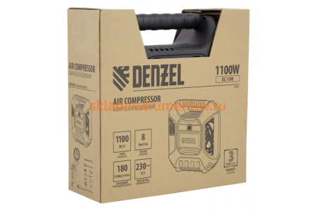 Воздушный компрессор Denzel DL1100 1,1 кВт, 180 л/мин, с набором аксессуаров 58005 Воздушный компрессор Denzel DL1100 1,1 кВт, 180 л/мин, с набором аксессуаров 58005