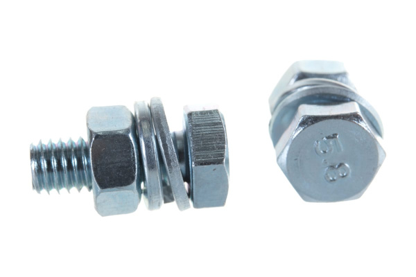 Болт с шестигранной головкой в комплекте с гайкой, шайбой, шайбой пружинной, ЗУБР, МАСТЕР, 303436-06-016