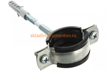 Сантехнический хомут СИБРТЕХ д/труб 32-35 1", резин, упл шпилька+дюбель 48166